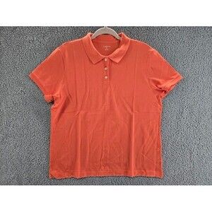 Lands End Shirt Womens XL Short SleevenOrange Collared Polo Classic Casual